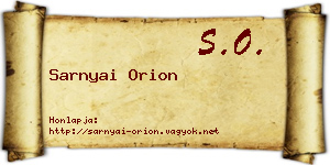 Sarnyai Orion névjegykártya